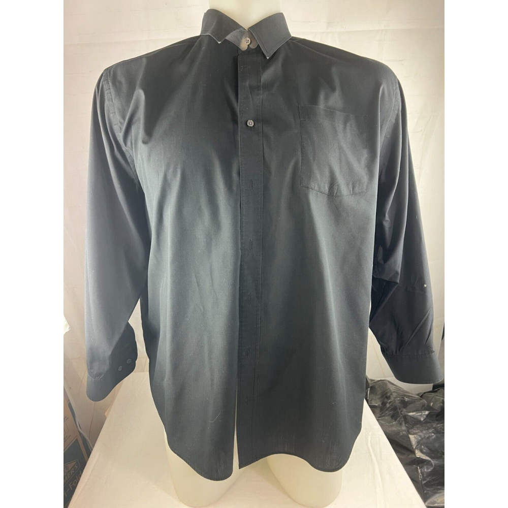 Men’s A(2)Z New York Long Sleeve Button Up Dress Shirt Size 4XL Black EUC